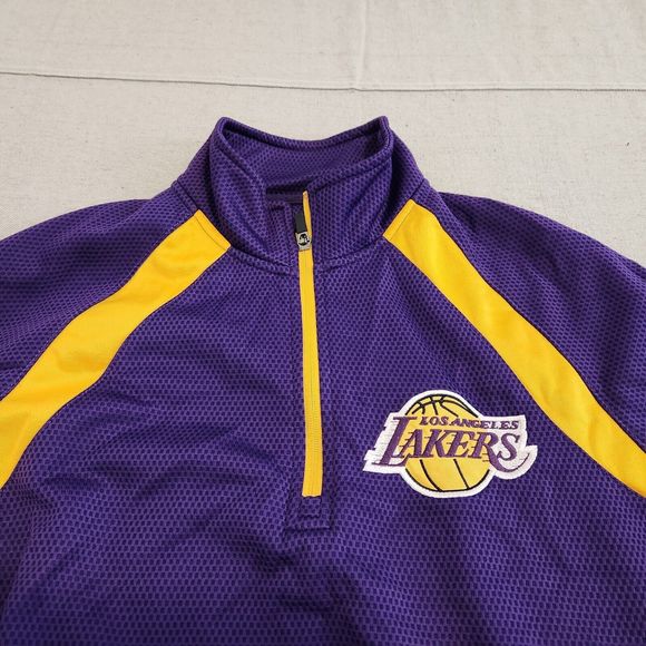 Los Angeles Lakers Sweater Youth Large Purple Yellow 1/4 Zip G-III By Carl Banks - Picture 3 of 13